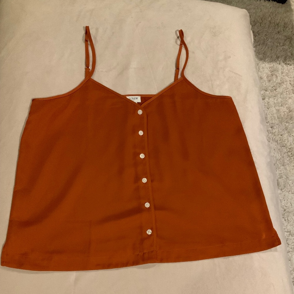 JCrew Orange L Cami Adjustable Straps Satin Classic Coastal Cottagecore